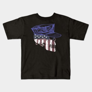 Painted American Flag Military Skull Kids T-Shirt